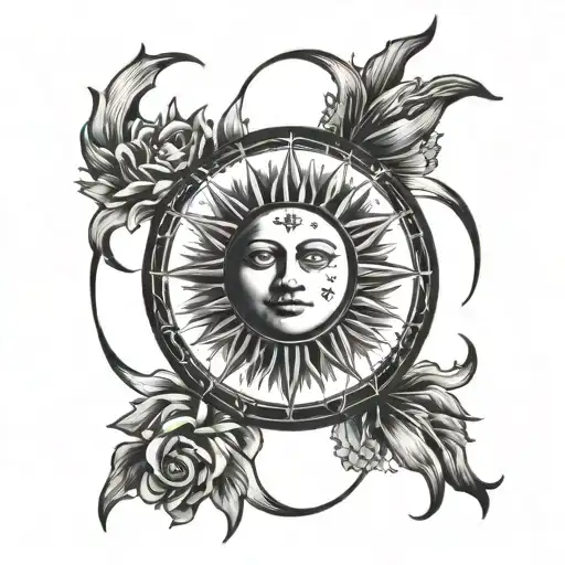 tarot card sun tattoo design idea
