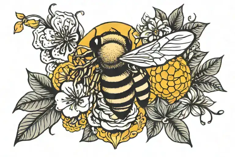 the word honey with a honey emoji as a hand tattoo  tattoo design idea
