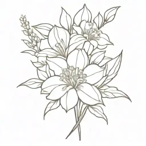 bouquet of flowers (daffodil, rose and poppy) tattoo design idea