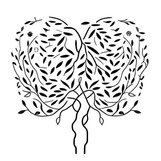 A minimalist design of a tree with colorful leaves shaped like brains, symbolizing growth and diversity in thinking associated with ADHD tattoo design idea