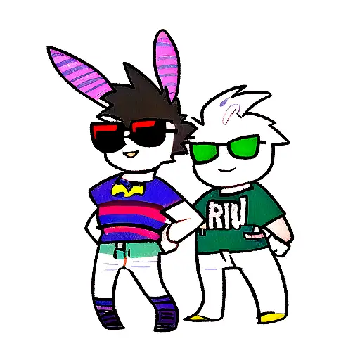 a cartoon male punk rock rabbit character wearing sunglasses tattoo design idea
