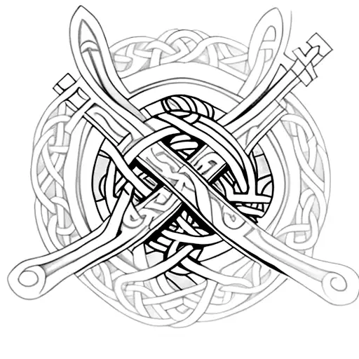 viking cross made of swords tattoo design idea