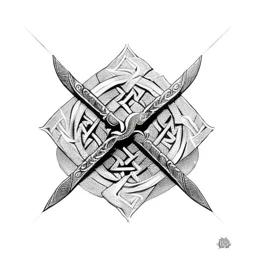 viking cross made of swords tattoo design idea