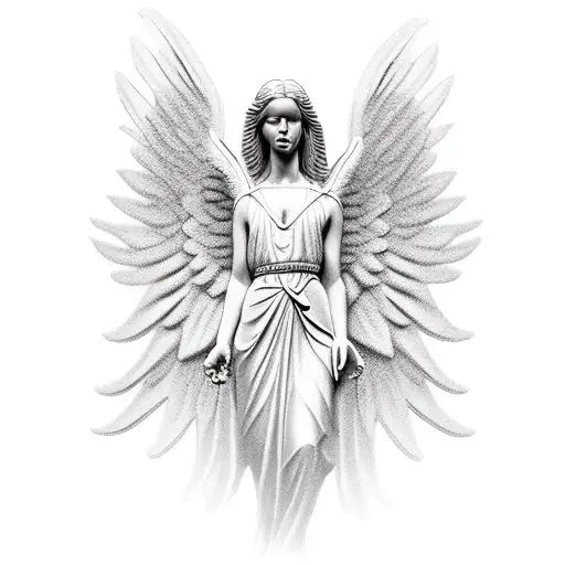 angel statue tattoo design idea