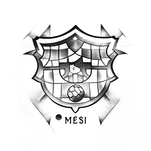 messi with barcelona logo  tattoo design idea