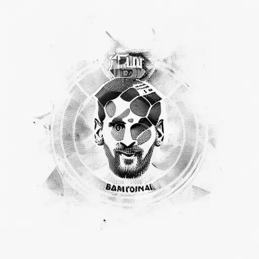 messi celebration and barcelona logo  tattoo design idea