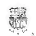 messi with barcelona logo as a shield tattoo design idea