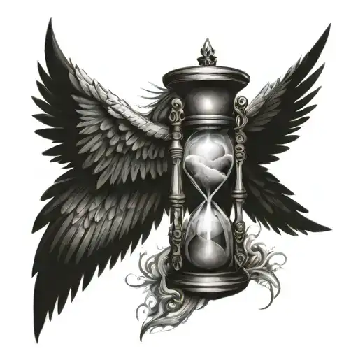 angel wing hourglass tattoo design idea