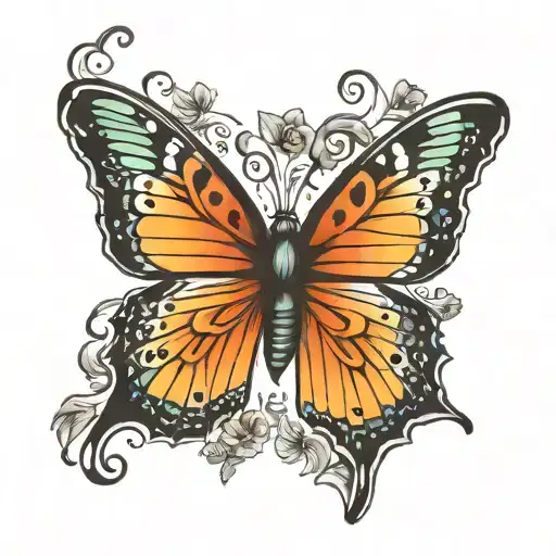 Butterfly semicolon butterfly wings tattoo design idea