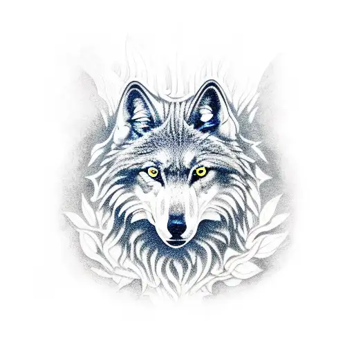 loup, colombes, corbeaux, enfer et paradis, monuments gréco-romain  tattoo design idea
