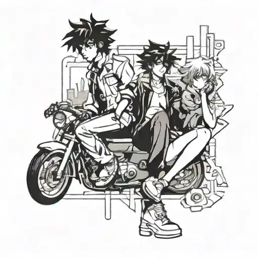 cowboy bebop anime inspired scene tattoo design idea