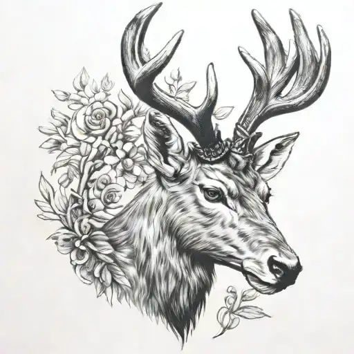 Stag head  tattoo design idea