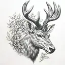 Stag head  tattoo design idea