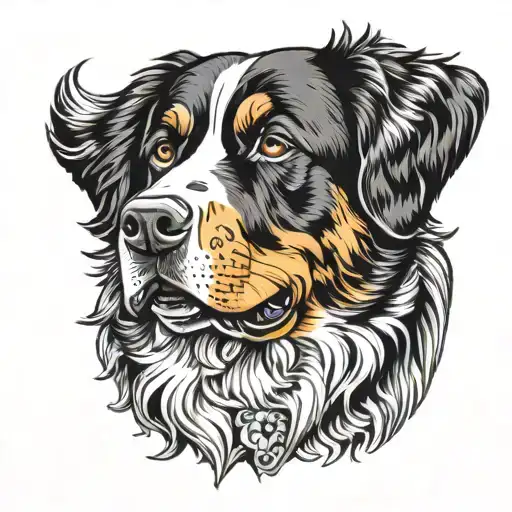 bernese mountain dog male tatoo b/w  tattoo design idea
