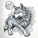 ICE wolf howling at the moon tattoo design idea