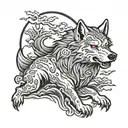 ICE wolf howling at the moon tattoo design idea