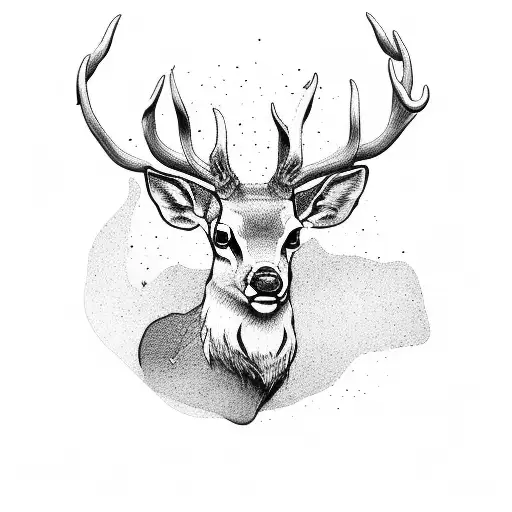 stag and fawn tattoo design idea