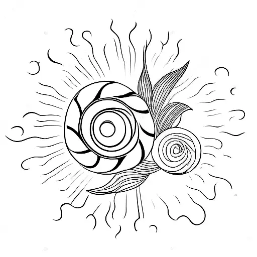 coquillage et soleil tattoo design idea