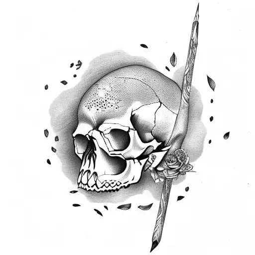 skull with the words 'memento mori' tattoo design idea