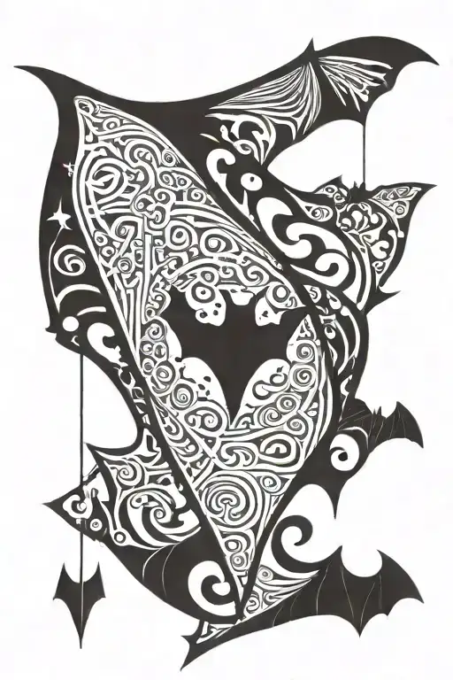 a bat hanging upside down tattoo design idea