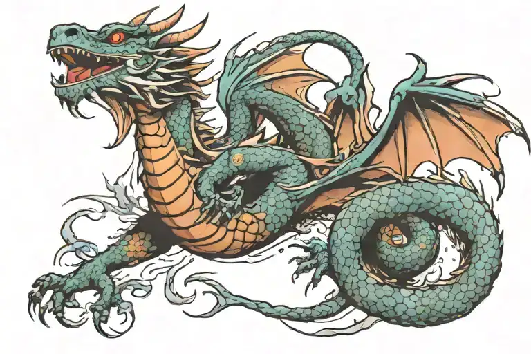 dragon on chest facing outwards  tattoo design idea