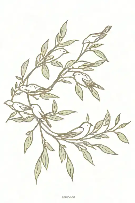 olive branch wrapping around my arm with birds flying tattoo design idea