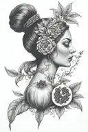 Persephone and a pomegranate tattoo design idea
