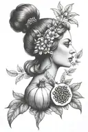 Persephone and a pomegranate tattoo design idea