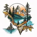 lake tahoe mountains tattoo design idea