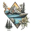 lake tahoe mountains tattoo design idea