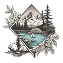 lake tahoe mountains tattoo design idea