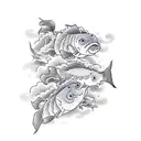 clouds,  fish tattoo design idea