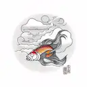 clouds,  fish tattoo design idea