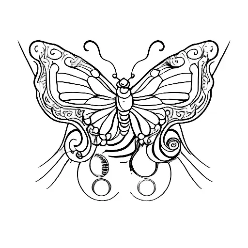 semicolon medusa with butterfly shape  tattoo design idea