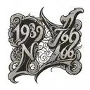 1989 & 1999 written vertically tattoo design idea