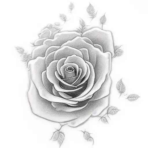 neo traditional roses in clouds tattoo design idea