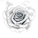 neo traditional roses in clouds tattoo design idea