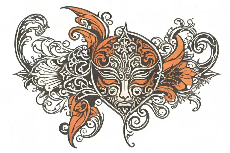 dark ornamental design head   tattoo design idea
