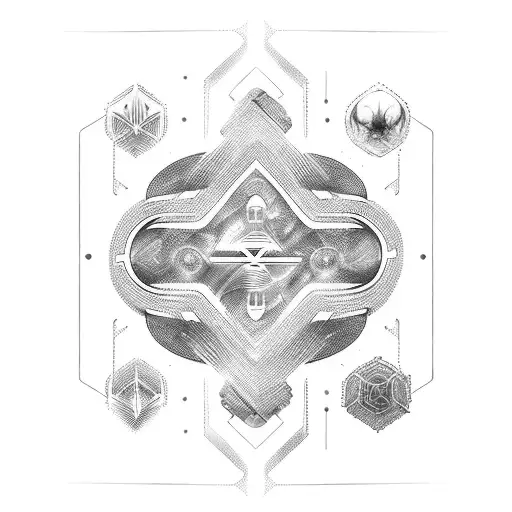 Incorporate futuristic sci-fi elements with psionic symbols intertwined with audio waves tattoo design idea