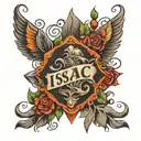 cover up isaac name tattoo design idea