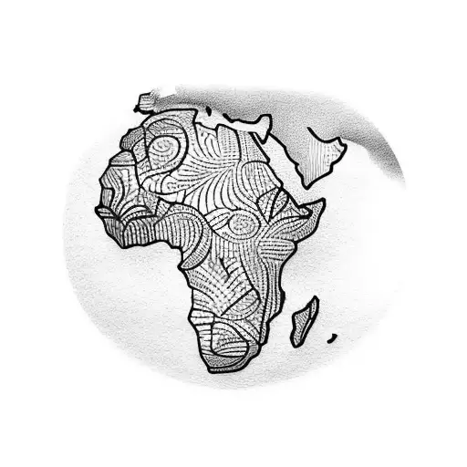 African continent in tree of life tattoo design idea