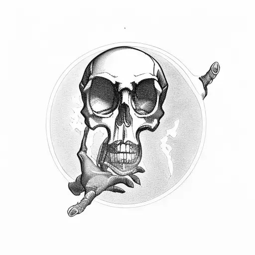 Hourglass with skull hand pulling one side and human hand pulling the opposite way tattoo design idea