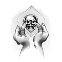 hourglass with skull hand tattoo design idea