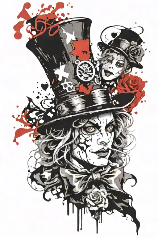 Alice in wonderland mad hatter tattoo design idea