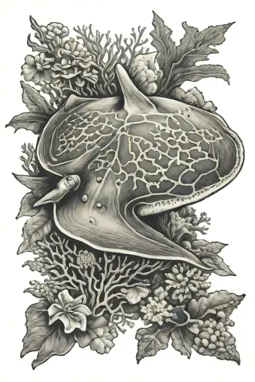 coral reef stingray tattoo design idea