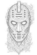 Jason mask with flames coming tattoo design idea