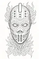 Jason mask with flames coming tattoo design idea