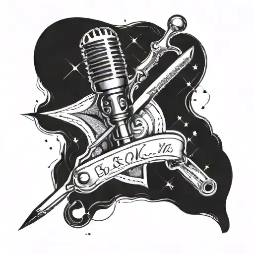 Combining scissors and microphone into a unique design tattoo design idea