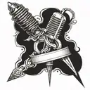 Combining scissors and microphone into a unique design tattoo design idea