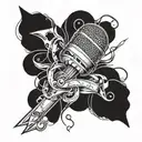 Combining scissors and microphone into a unique design tattoo design idea